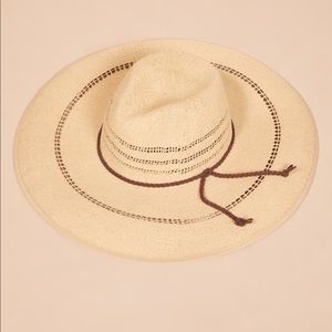 Reformation dorfman straw hat with black inset